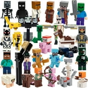 30 Pcs Mine-craft Minifigures Building Blocks Toys Set, Game Pixelated Miner Character Action Figures Building Kits Collection Display Toy for Boys Kids Fans