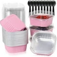 thumbnail image 1 of 30 Pcs Mini Cake Pans with Lids and Spoons Aluminum Foil Cupcake Baking Cups Square Ramekins Cake Cups Containers Disposable Cake Tins for Puddings Cheesecakes,Pink,Topboutique, 1 of 8
