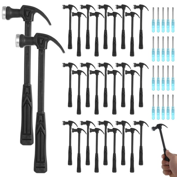30 Pcs Mini Claw Hammers, Plastic Hammers with Mini Screwdrivers, Household Hammers with Nail Removers, Small Safety Hammers for Little Ones, Woodworking Hammers for DIY, Party Favors