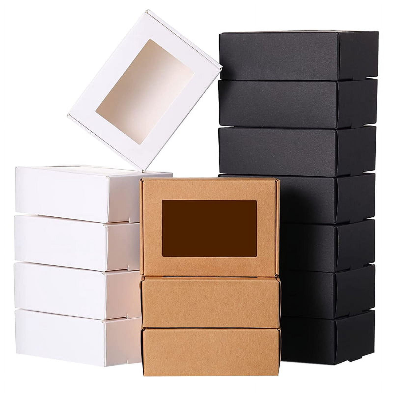 100pcs Kraft Paper Box With Clear Window Cardboard Boxes Soap