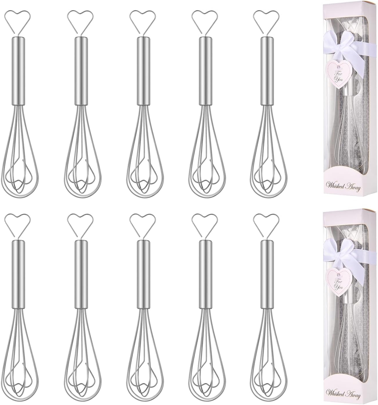 30 Pcs Mini Whisk Heart Shaped Stainless Steel Manual Egg Beater ...