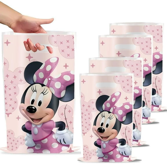 30 Pcs Minnie Goodie Bags Party Favors Bags with Handles for Birthday Party Theme Chiristmas Halloween Candy Bag Treat Cookie bag