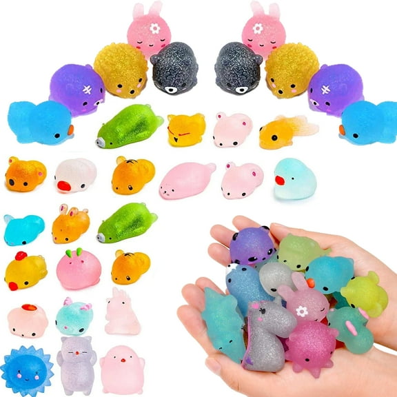 30 Pcs Mochi Squishy Toys Assortment, Kawaii Fidget Stress Relief, Party Favors, Classroom Prizes, Easter Egg Fillers, Goodie Bag Stuffers (Random)
