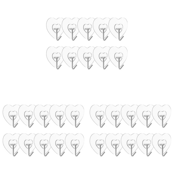 30 Pcs Multi-Purpose Transparent Adhesive Hooks, Damage-Free Wall Hooks for Towel Coat Keys & Small Decor