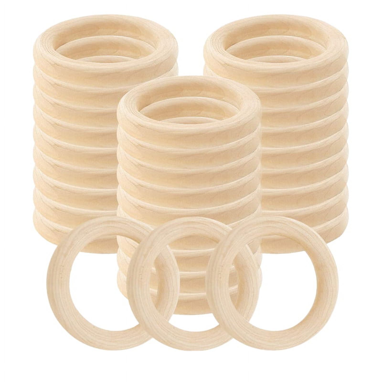 30 Pcs Natural Wood Rings 60mm Unfinished Macrame Wooden Ring Wood