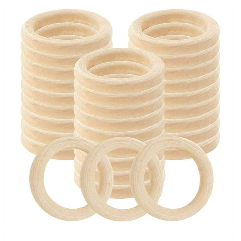 30 Pcs Natural Wood Rings 60mm Unfinished Macrame Wooden Ring Wood