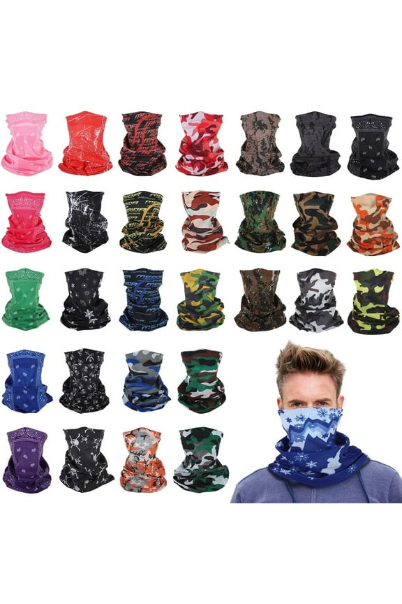 30 Pcs Neck Gaiters Scarves, Elastic Sports Wrap Headband, Sweat Absorbing Head Wrap, Polyester Fiber, 9.84 x 16.69 Inch Scarves, for for Women Men, Yoga Running