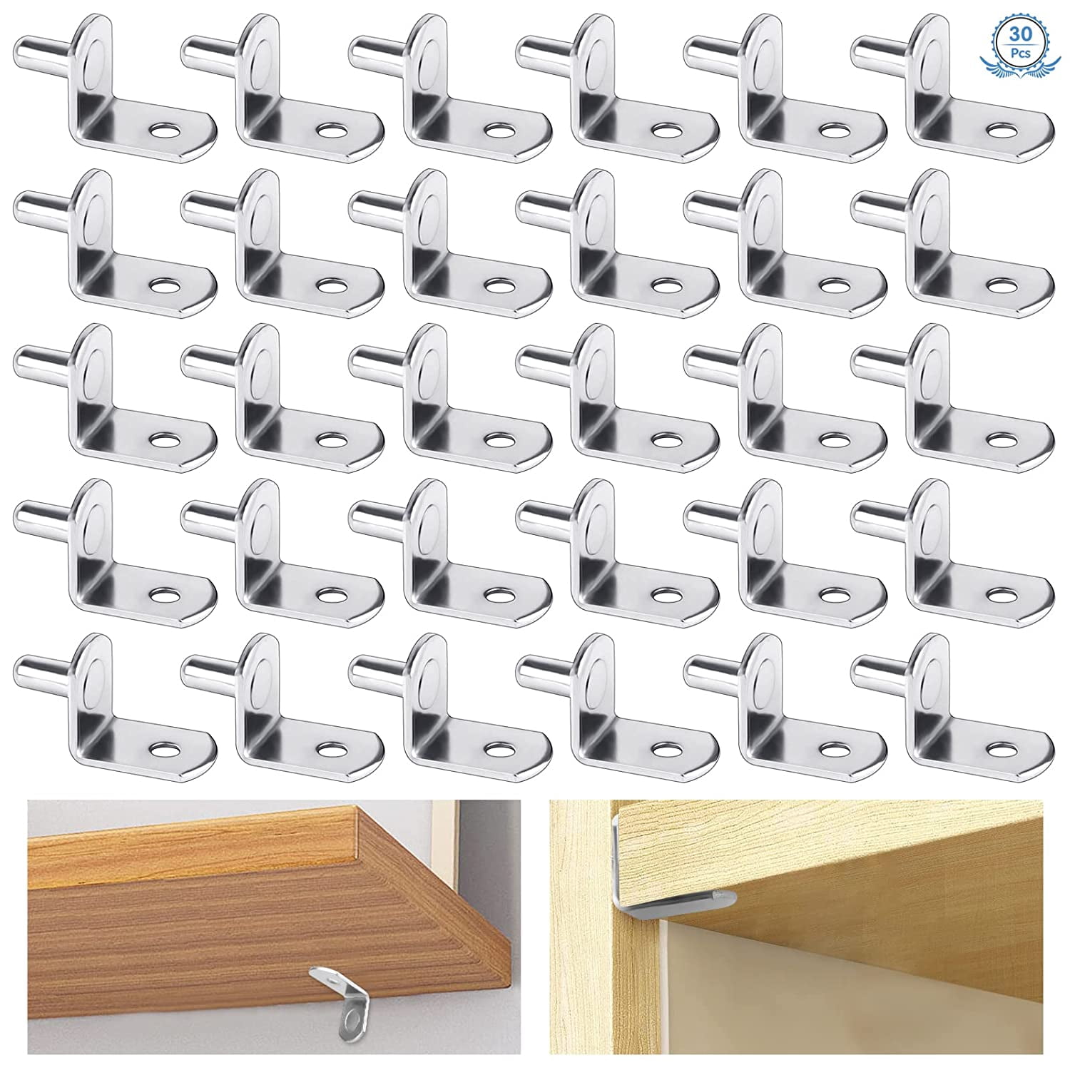 L Shape Shelf Racks Support Post 30 Pcs 5mm Nickel Plated L-Shaped Shelf Support Pegs for Furniture ...