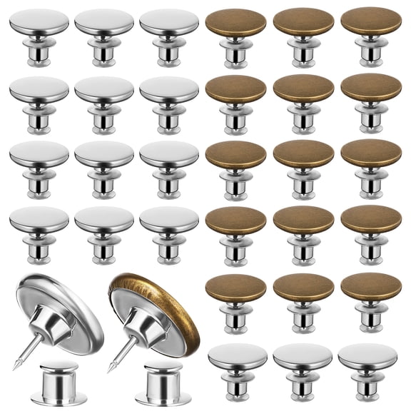 30 Pcs No Sew Button Pins Pants Adjuster Waist Tightener Adjusting Clip Glossy Jeans Zinc Alloy
