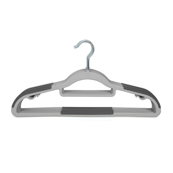 30 Pcs. Non-Slip Plastic Clothes Hanger - Durable and Space-Saving Closet Organizers (Grey)
