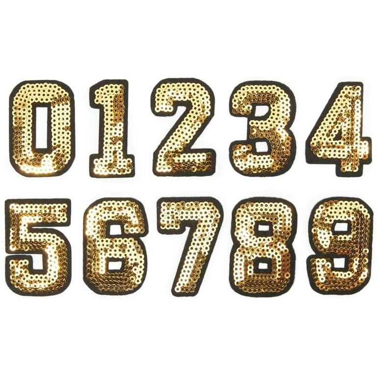 30 Pcs Numbers 0-9 Sew On Patches Iron On Sequin Embroidered