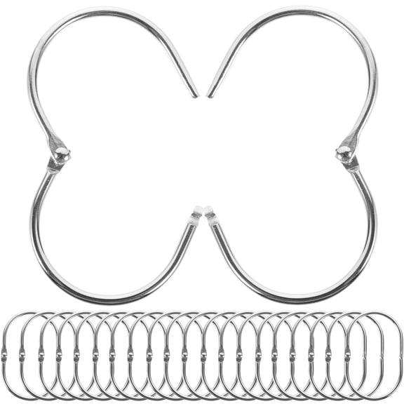 30 Pcs Open Shower Curtain Hook Hooks Snap Closure Decor Rings Oval Decorate Bath Room Metal Rod