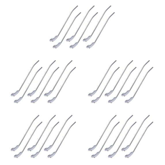 30-Piece Reusable Stainless Steel Straw and Spoon Tip Set with Metal Coffee Scoops for Drinkware, , and Beverage Use