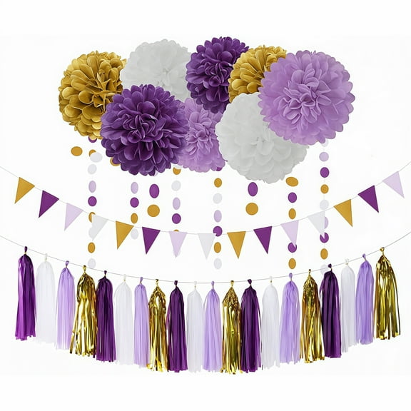 30 Pcs Party Banner Flags Decorations, Tassel Ribbon Wreaths, Wedding Party Decorations