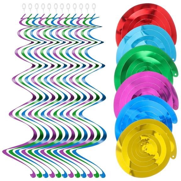 Assorted Color Hanging Swirl Decorations for Party Ceiling Decor PVC Material 30 Pieces