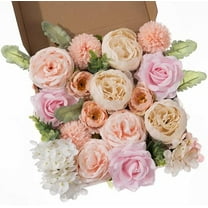 30 Pcs Peonies Artificial Flowers Pink Silk Roses Bulk for DIY Wedding Bouquet Bridal Shower Decorations Fake Floral Arrangements Party Table Centerpieces Home Decor Indoor Blush Peach Box