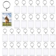 30 Pcs Photo Insert Keychains, Boriyuan Acrylic Clear Blank Keyrings Picture Frame Keyring with Split Ring, Photo Keychains for Christmas Valentine Anniversary Holiday Supplies 1.57 x 2.17 in