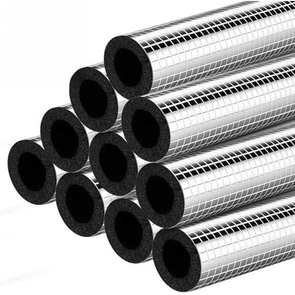 30 Pcs Pipe Insulation Foam Tube 3/4'' Self Adhesive Exterior Pipe Insulation Wrap Tube Freeze Protection Aluminum Foil Covers for Winter Outside Pipes Spigot Sprinkler, 1.3 ft
