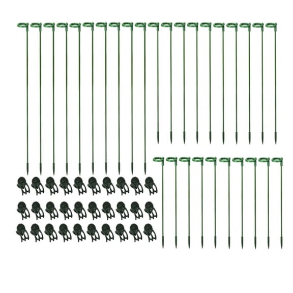 30 Pcs Plant Support Stakes with 30 Pcs Plant Clips Garden Floral Flower Support Sik4917