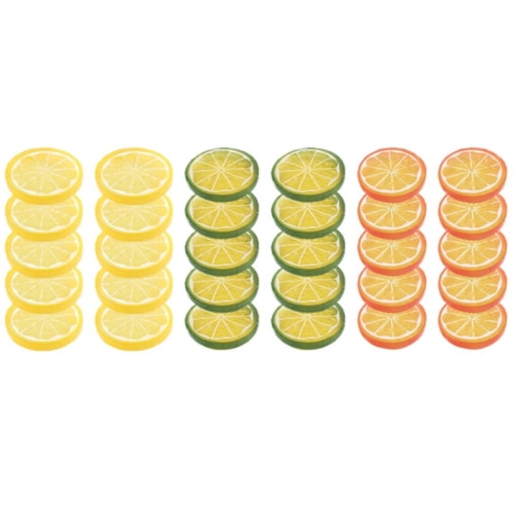 30 Pcs Plastic Fake Lemon Slices Simulation Fruit Model Lime Filling