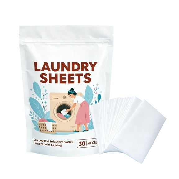 30 Pcs Plastic-Free Laundry Detergent Sheet, Portable Washing Strip, Travel Soap Paper for Clothing Cleaning and Household Laundry Work