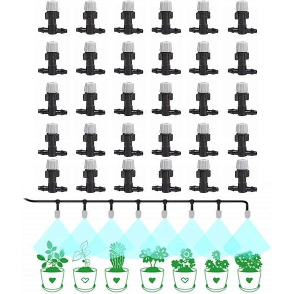 30 Pcs Plastic Misting Nozzle Tee Joints, Irrigation Sprinkler Connector for Plant Flower Watering, Cooling System Home Garden Irrigation Accessories