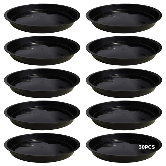 30 Pcs Plastic Plant Saucers, Black Drip Trays, Round Flat Edge Trays, Heavy-duty Water Trays, Suitable for Most Pots, Ideal for Indoor and Outdoor Use