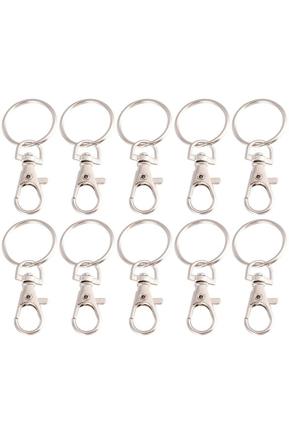30 Pcs Plating Metal Key Ring Accessories Hook Split Metal Keychain Parts DIY Crafts Key Ring (Silver)