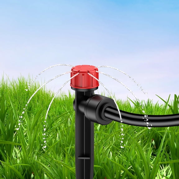 30 Pcs Push-to-Fit Drip Irrigation Emitters with Adjustable Water Flow Irrigation Drippers Drip Emitters Sprinklers with Stake & 8 Holes Drip Irrigation System Parts for 1/4 Inch Tubing