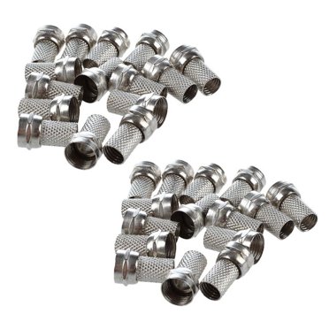 5-Pack RG6 F-Type Twist-On Coax Connectors – Male Plug For CCTV TV RF Cable – Silver