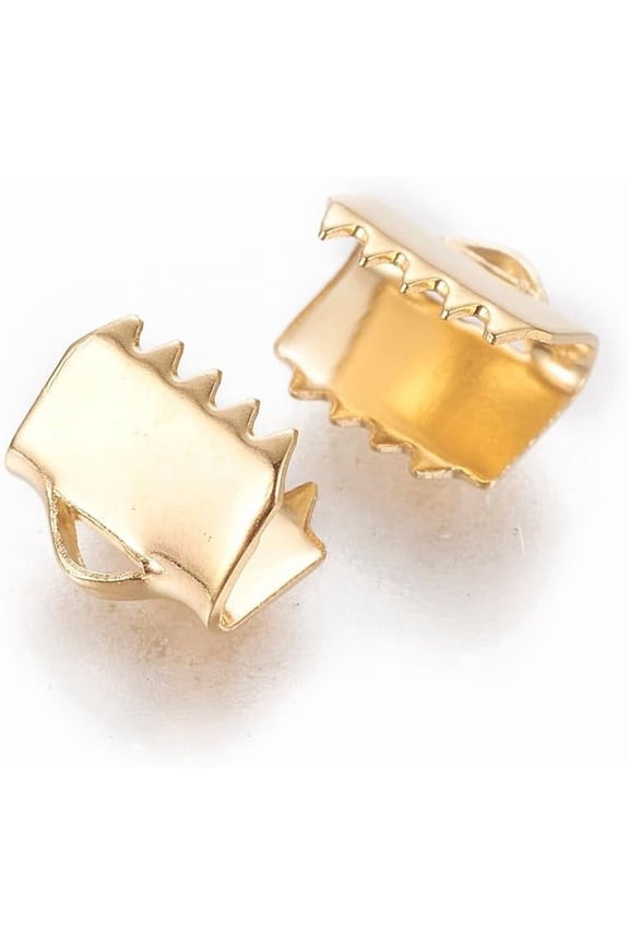 30 Pcs Rectangle Ribbon Crimp Ends 304 Stainless Steel Ribbon Crimp Ends Leather Crimps End Fastener Clasps Buckle End Tip for Bracelet Necklace Jewelry Crafts Making 6x6.5mm Hole: 0.8mm