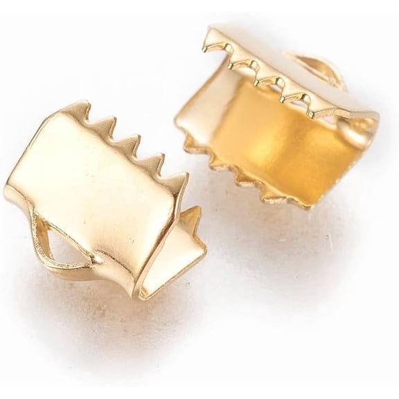 30 Pcs Rectangle Ribbon Crimp Ends 304 Stainless Steel Ribbon Crimp Ends Leather Crimps End Fastener Clasps Buckle End Tip for Bracelet Necklace Jewelry Crafts Making 6x6.5mm Hole: 0.8mm for DIY