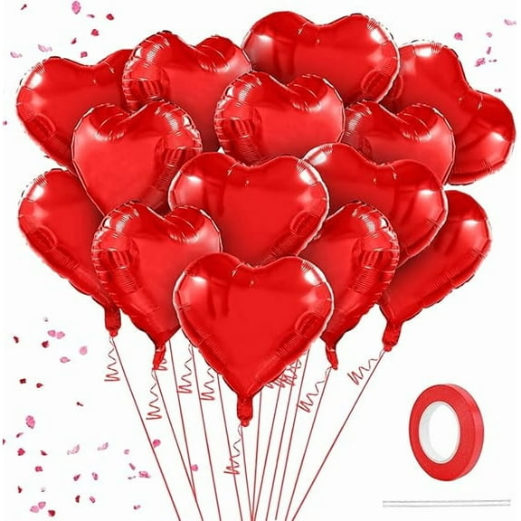 30 Pcs Red Heart Balloons