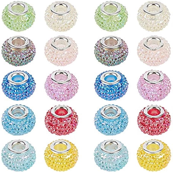 30 Pcs Resin European Beads Large Hole Beads AB Color Rondelle Berry Beads for Jewelry Making