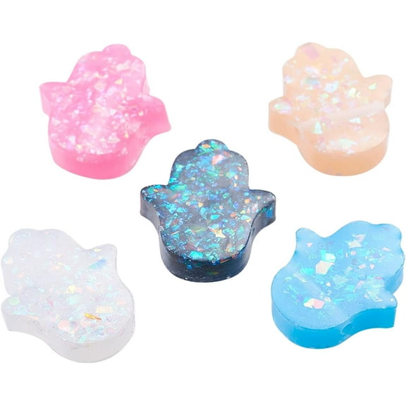 30 Pcs Resin Hamsa Hand Beads 14123mm Hamsa Charm Plastic Beads with 1mm Hole for DIY Jewelry Making Mixed Color