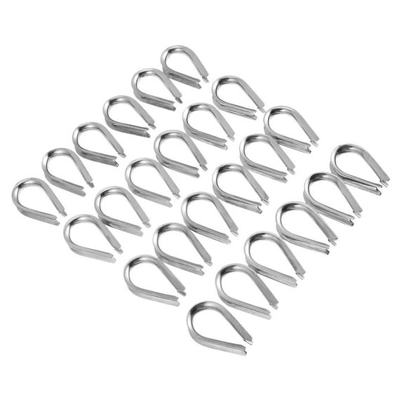 30 Pcs Rigging Rings Wire Rope Collars Stainless Steel Cable Thimbles Wire Crimp Wire Rope Thimble