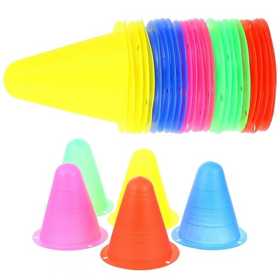 WRISTBIQUE 30Pcs Windproof Roller Skating Marker Cones Plastic Agility Training Markers in Assorted Colors