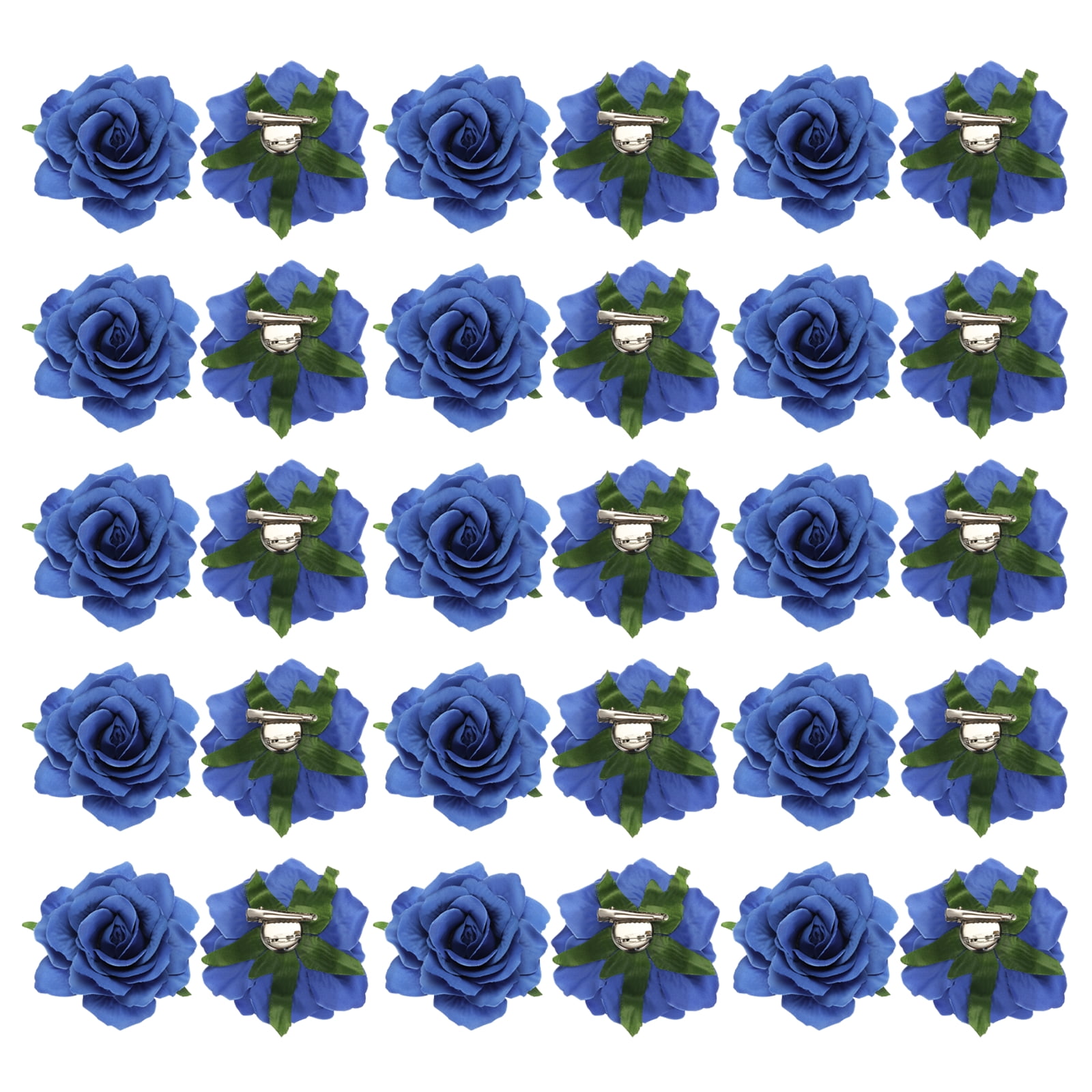 30 Pcs Rose Flower Hair Clips 4 Inch Flower Hair Pins for Women Hair Accessories Blue