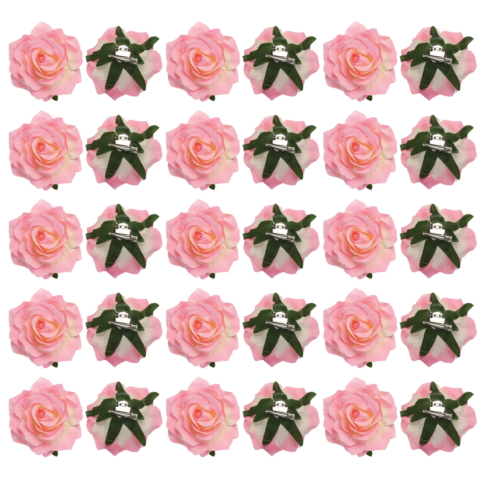30 Pcs Rose Flower Hair Clips 4 Inch Flower Hair Pins for Women Hair Accessories Deep Pink