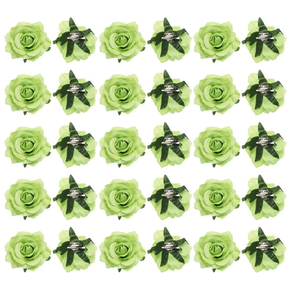 30 Pcs Rose Flower Hair Clips 4 Inch Flower Hair Pins for Women Hair Accessories Green