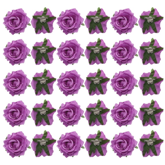 30 Pcs Rose Flower Hair Clips 4 Inch Flower Hair Pins for Women Hair Accessories Light Purple