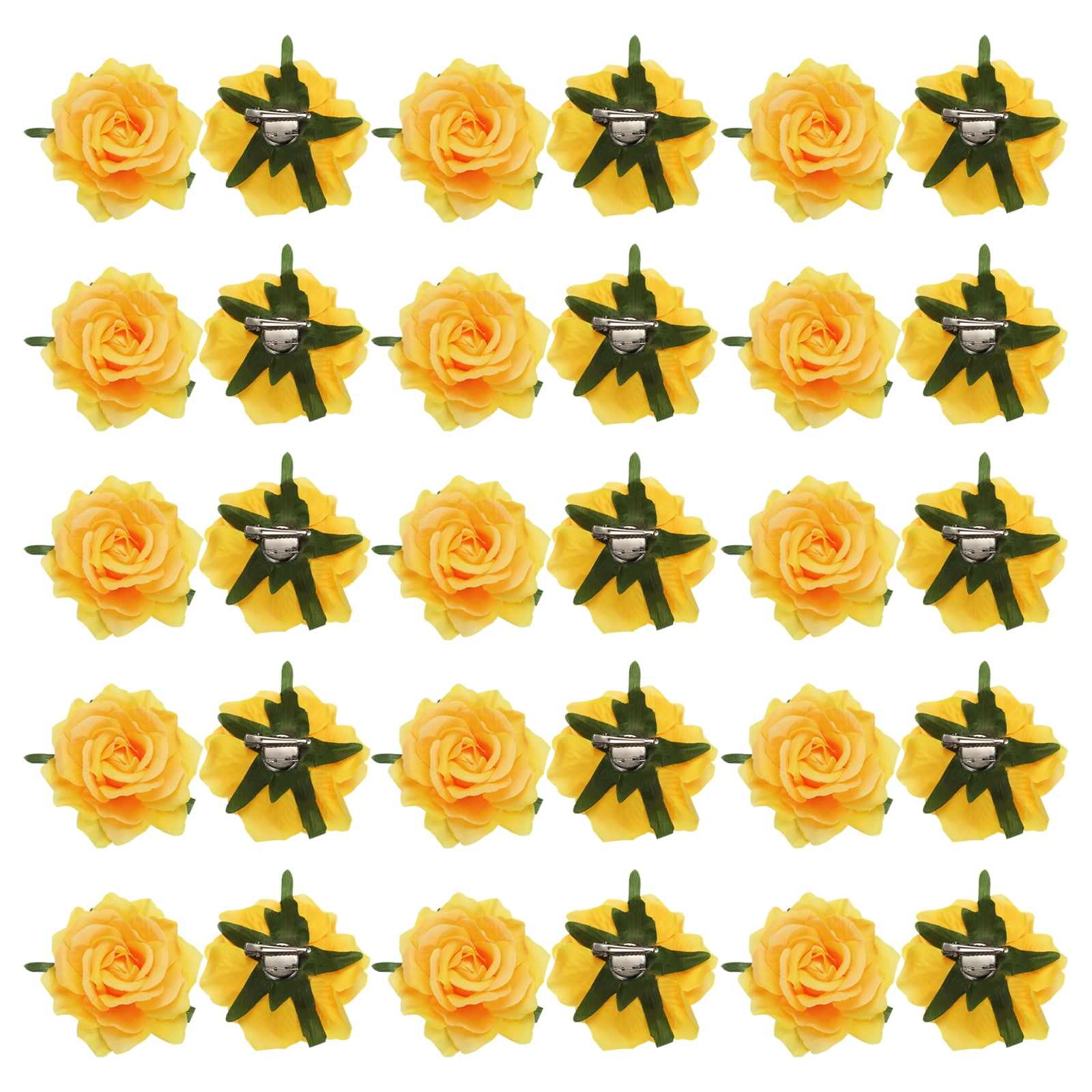 Flower Hair Clips Fabric 4 Inch Pink Yellow Vintage Hair Accessories Pack Hair Flower Clip, Foam Flowers for Lua and Hawaiian Party  main image 4