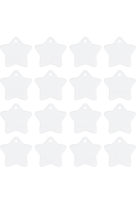 30 Pcs Round Star Aluminum Sublimation Blanks 1.47inch / 1.57 Inch Stamping Tags for Heat Press Printing Laser Engraving Tags Charms Silver