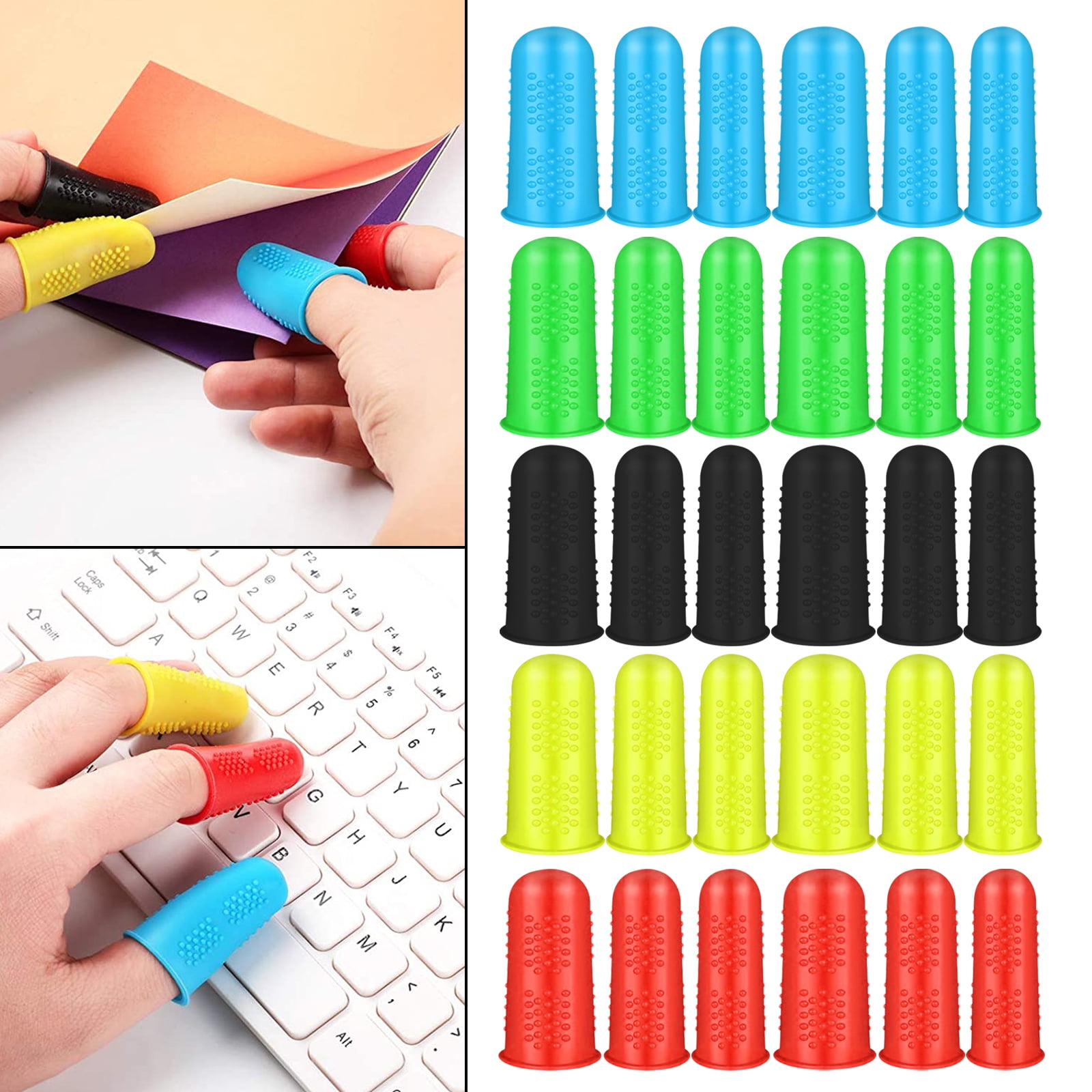 30 Pcs Rubber Fingers Tip Pads Grips for Money Counting, Silicone