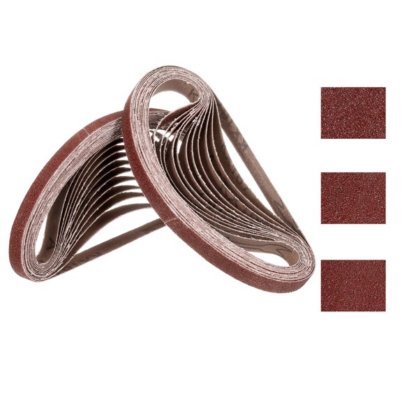 30 Pcs Sanding Belts 3/8 x 13 Inch 40/60/80 Grit Aluminum Oxide Abrasive Sandpaper for Metal Grinding Weld Rust Removal