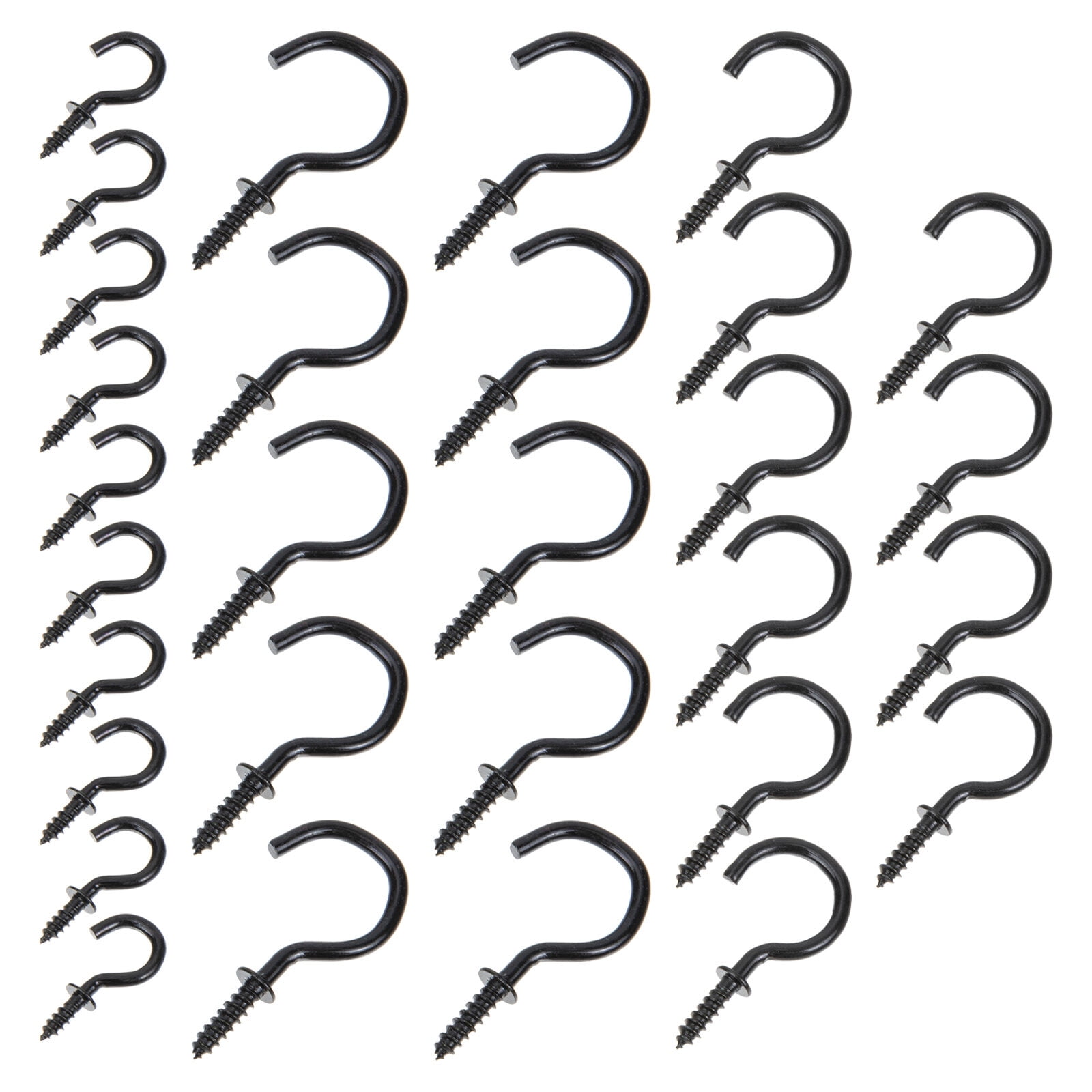 30 Pcs Screw in Eye Hooks Heavy Duty Bolt Swivel Black Self Tapping
