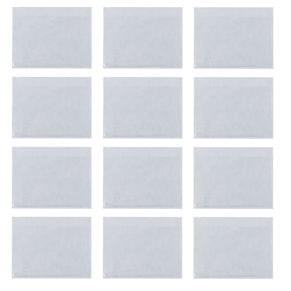 48 Pcs Self-Adhesive Index Card Pockets, Boriyuan Clear Plastic Label Holders Top Open Loading Holder Organizing Storage Bins Library Locker 2 36 X 3