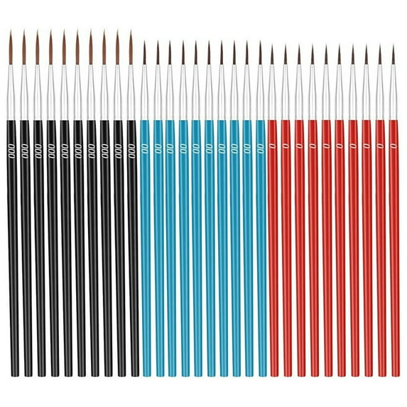 30 Pcs/Set Fine Paint Brush Set Small Liner Tip Paint Brushes Tiny Detail Paint Brushes with 3 Size #0 #00 #000