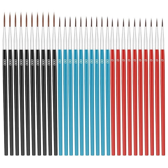 30 Pcs/Set Fine Paint Brush Set Small Liner Tip Paint Brushes Tiny Detail Paint Brushes with 3 Size #0 #00 #000