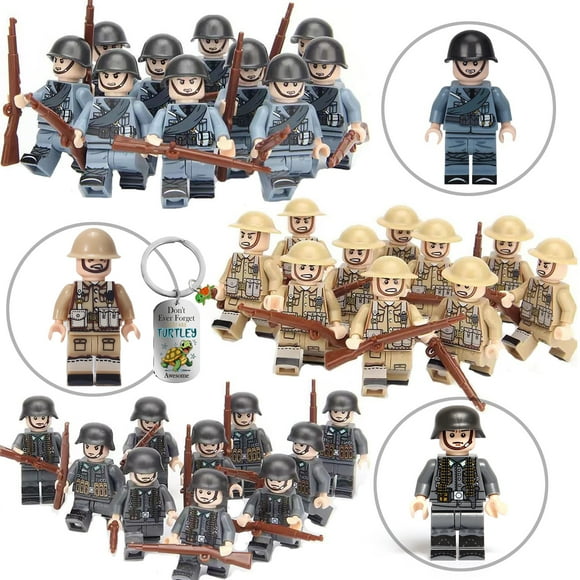 30 Pcs/Set Military Minifigures Building Blocks Toys, 1.77 inch WW2 Army Soldier Action Figures for Kids Birthday Gifts